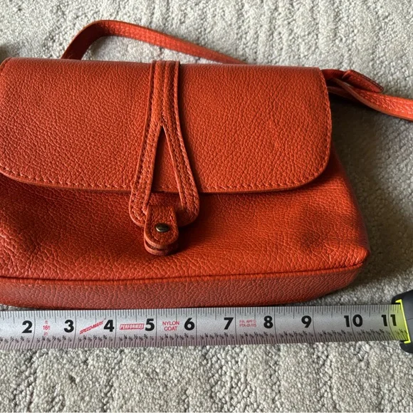 Italian Orange Leather Purse - Picture 3 of 6